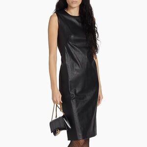 Spanx Faux Leather Fitted Dress Luxe Black Size Small NWT